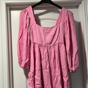 Forever 21 Pink Dress with Puff Sleeves